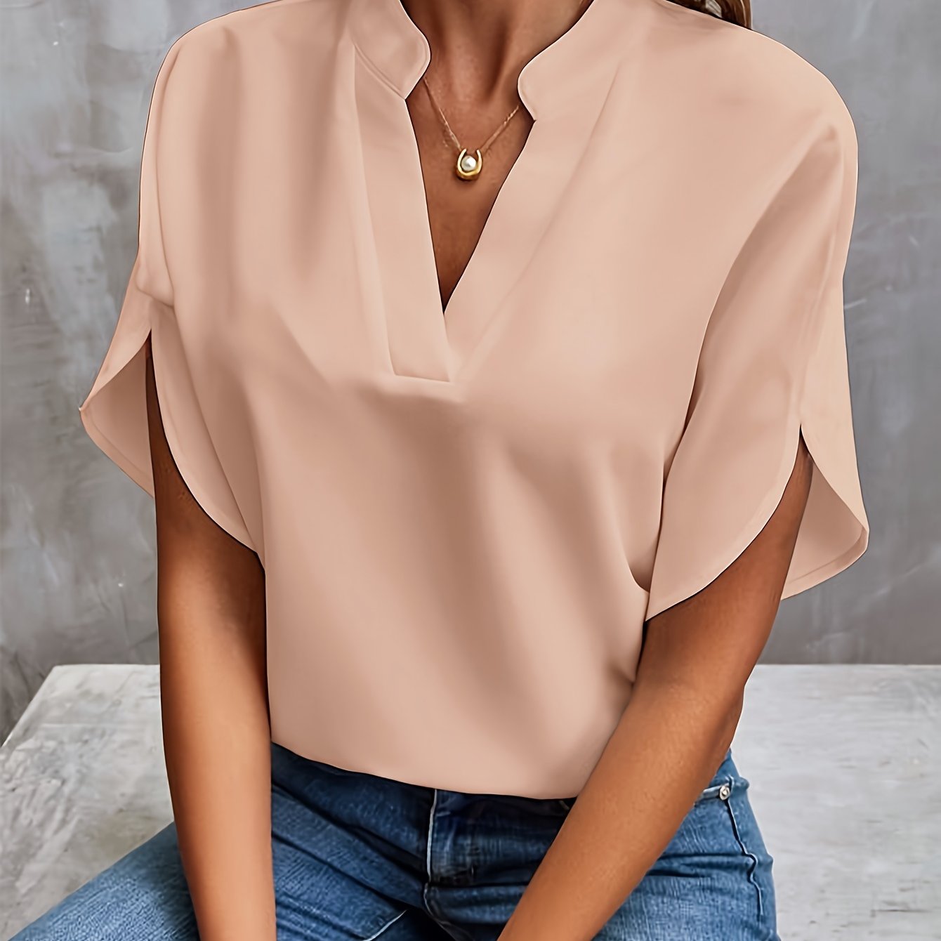 Celestine™ | Feminint Mode Slitsad Petal-ärm V-Neck Top